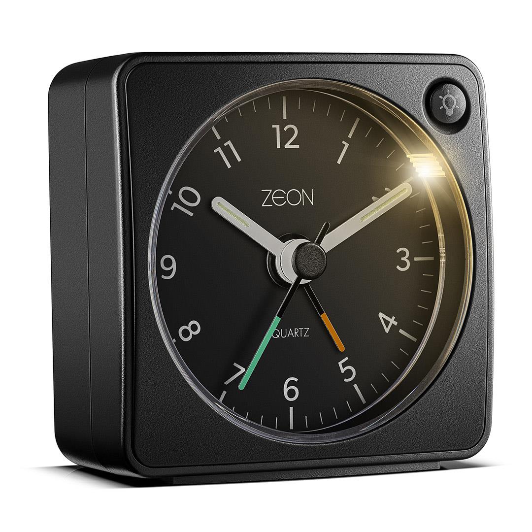 Zeon Travel Analogue Alarm Clock Black Zeon Ltd